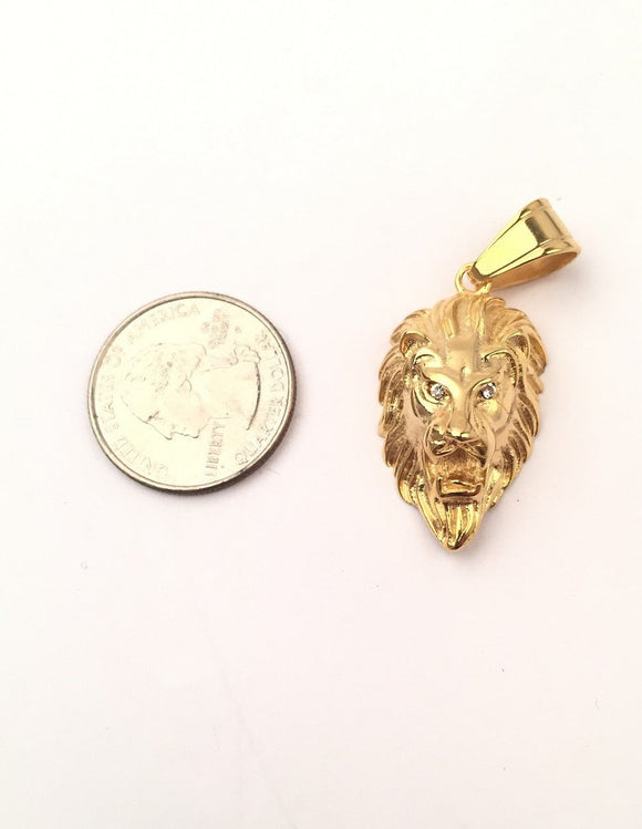 SP-702,Stainless Steel Lion Head Pendant-Gold or silver, 19mm width, 40mm high, 10mm thick