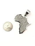SP-714, Stainless Steel 2 size of Icy Africa Map Pendant-gold or silver, 30mm width, 45mm high, 2mm thick