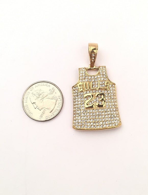 SP-715, Stainless Steel Jersey 23 Pendant-gold, silver or black color, 25mm width, 50mm high, 5mm thick