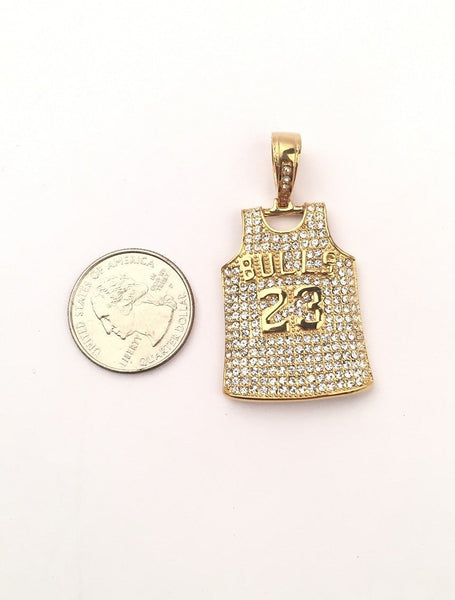 SP-715, Stainless Steel Jersey 23 Pendant-gold, silver or black color, 25mm width, 50mm high, 5mm thick