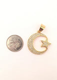 SP-720, Stainless Steel Moon Star Pendant-gold or silver color