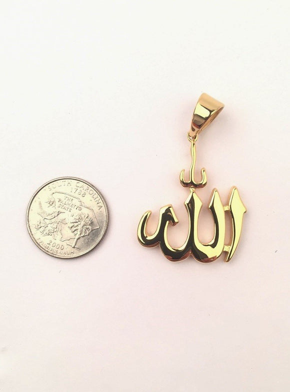 SP-721, Stainless Steel Allah Pendant-gold or silver color, 32mm width, 50mm high, 2mm thick