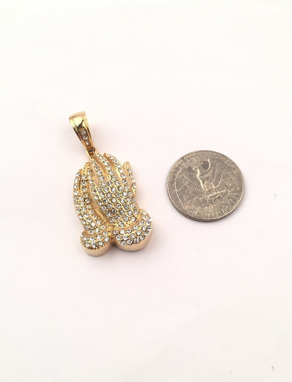 SP-729, Stainless Steel 3D Icy Pray Hand Pendant-gold or silver color
