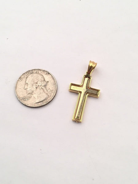 SP-743,Stainless Steel Small Cross Pendant-gold or silver color, 18mm width, 35mm high, 2mm thick