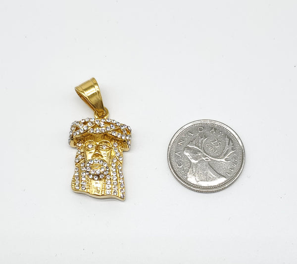 SP-750, Stainless Steel Jesus Head Pendant, Gold or silver color, 20mm width, 40mm high, 8mm thick