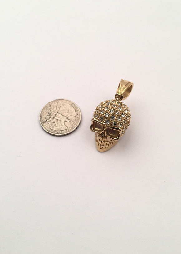 SP-752, Stainless Steel 2 size of Skull Pendant-gold or silver black