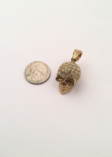 SP-752, Stainless Steel 2 size of Skull Pendant-gold or silver black