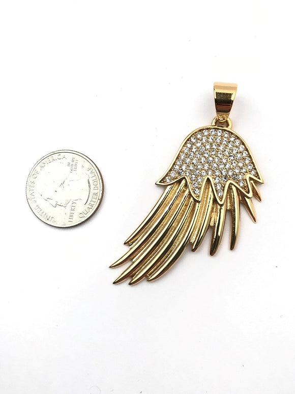 SP-766, Stainless Steel Angle Wing Pendant- gold or silver color