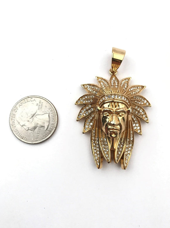 SP-769, Stainless Steel First Nation Pendant-gold or silver color