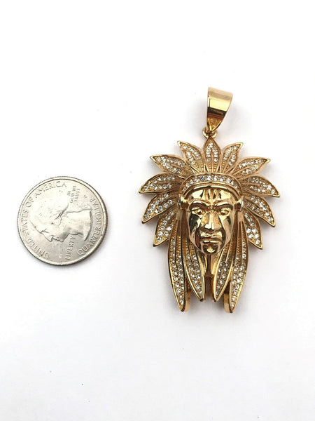 SP-769, Stainless Steel First Nation Pendant-gold or silver color