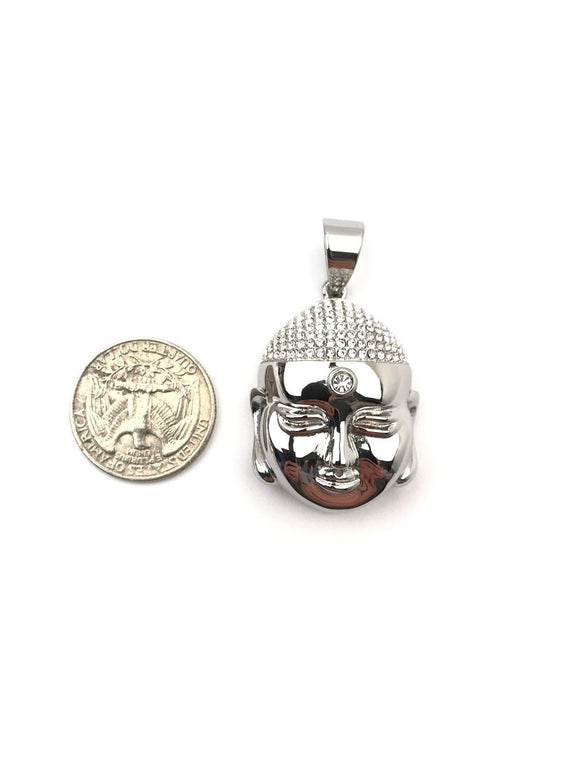 SP-771, Stainless Steel Icy Buddha Pendant-gold or silver, 30mm width, 50mm high, 15mm thick