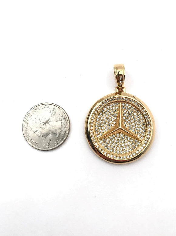 SP-772,Stainless Steel Mercedes Pendant-gold or silver color, -36mm width, 50mm high, 5mm thick