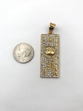 SP-776, Stainless Steel 100 Dollar Bill Pendant-gold or silver color