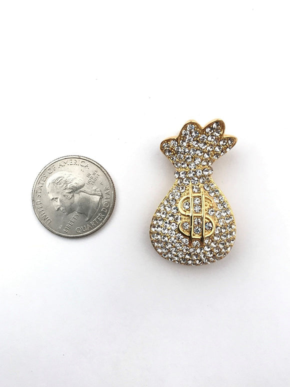 SP-779, Stainless Steel Icy Money Bag Pendant-gold or silver color