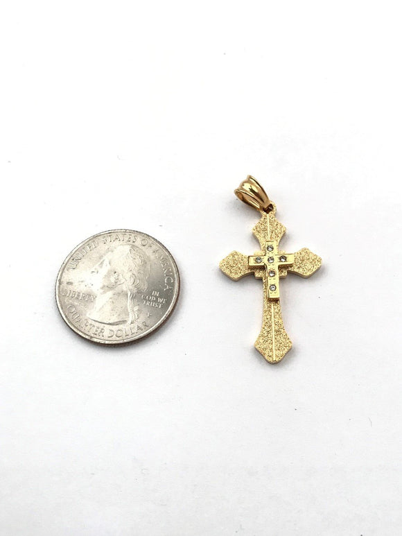SP-784, Stainless Steel Small Cross Pendant-gold or silver color, 21mm width, 37mm high, 4mm thick