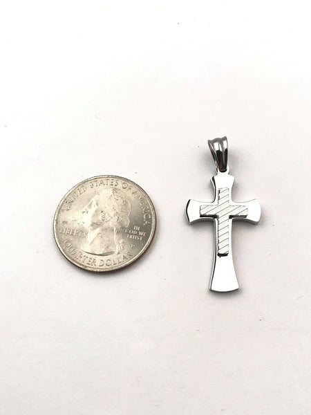 SP-786, Stainless Steel Small Cross Pendant-gold or silver color, 18mm width, 35mm high, 3mm thick