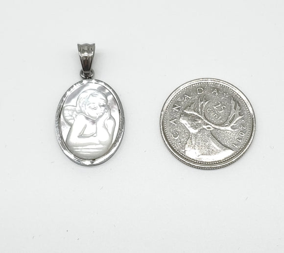 SP-878, Stainless Steel Baby Angle Pendant-gold or silver color, 18mm width, 32mm high, 2.5mm thick