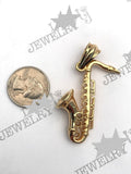 SP-883, Stainless Steel Saxophone Pendant-gold or silver color, 35mm width, 60mm high, 13mm thick