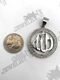 SP-885, Allah pendant, gold or silver color, 35mm width (round), 50mm high, 3mm thick