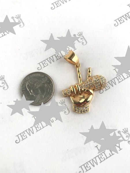 SP-897,Stainless Steel  Microphone Pendant -gold or silver color, 33mm width, 45mm high, 6mm thick