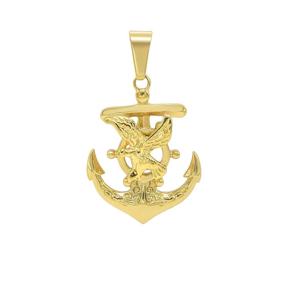 SP-911, Stainless Steel Anchor With Eagle Pendant-gold or silver color, 30mm width, 50mm high, 9mm thick