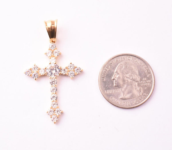SP-991, Stainless Steel Bling Bling Cross Pendant-gold or silver color