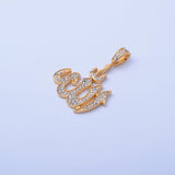 SP 1-56, Stainless Steel Icy Allah Pendant-gold or silver color, 30mm width, 50mm high, 2mm thick