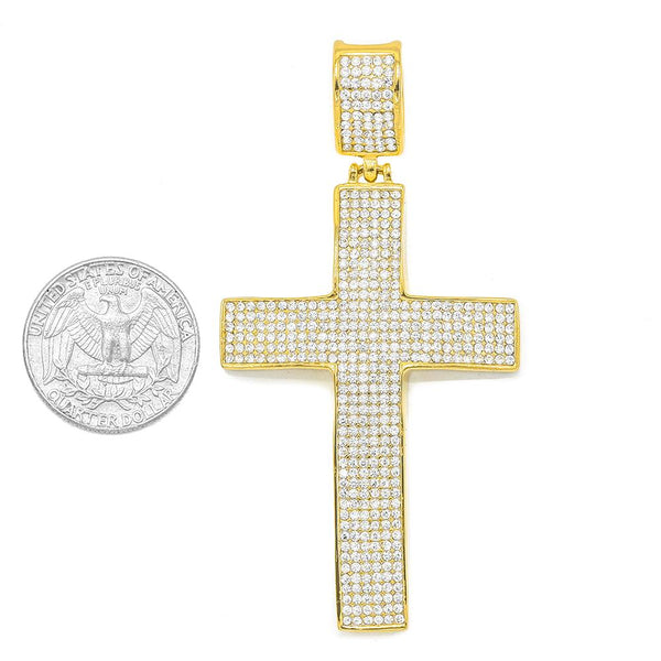 SP 1-67, Stainless Steel Ice Cross Pendant-gold or silver color, 42mm width, 80mm high, 7mm thick