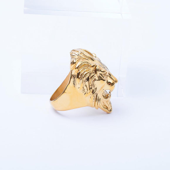 SRM-12,Stainless Steel Hit Hop Lion Head Ring-gold or silver color, 30mm X 25mm Width, 15mm Thick