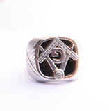 SRM-182, Stainless Steel Mason Fashion Ring-gold black or silver black color - 15mm X15mm, 6mm Thick