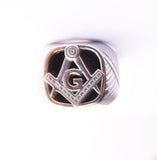SRM-182, Stainless Steel Mason Fashion Ring-gold black or silver black color - 15mm X15mm, 6mm Thick