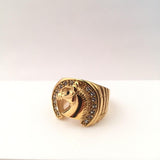 SRM-192, Stainless Steel Horse Shoe Fashion Ring-gold or silver color, 22mm X 13mm, 7mm Thick
