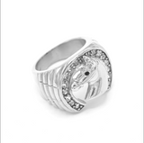SRM-192, Stainless Steel Horse Shoe Fashion Ring-gold or silver color, 22mm X 13mm, 7mm Thick