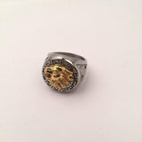 SRM-193, Stainless Steel Lion Head Ring-gold or silver gold color, 20mm Round, 8mm Thick