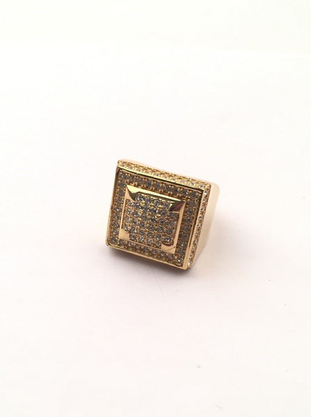 SRM-214,Stainless Steel Icy Hit Hop Fashion Ring-gold color