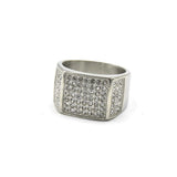 SRM-244,Stainless Steel Hit Hop Bling Bling Ring-Gold or Silver Color, 14mmx15mm, 2mm Thick