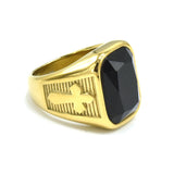 SRM-249, Stainless Steel Cross Ring -Green or Black Stone-20mm X 15mm Width, 7mm thick