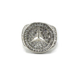 SRM-266,Stainless Steel Icy Mercedes Hit Hop Fashion Ring-Gold or Silver Color-20mm round, 5mm Thick