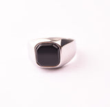 SRM-285, Stainless Steel Black Stone Fashion Ring-gold or silver color