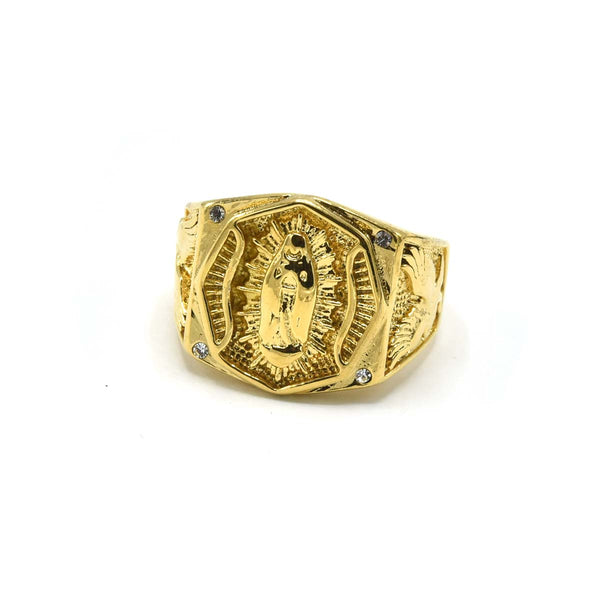 SRM-286, Stainless Steel Virgin Maria Ring-gold or silver color, 17mm Width X 17mm High, 2mm Thick