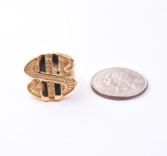 SRM-287, Unisex Stainless Steel Dollar Sign Ring-gold or silver color, 20mm X 20mm Width, 2mm thick