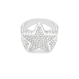 SRM-352, Stainless Steel Hit Hop Star Ring-Gold or Silver color, 22mm X 22mm, 4mm Thick