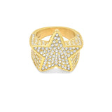 SRM-352, Stainless Steel Hit Hop Star Ring-Gold or Silver color, 22mm X 22mm, 4mm Thick