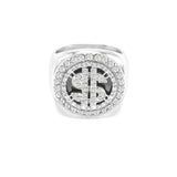 SRM-355, Stainless Steel Hit Hop Dollar Sign Ring-Gold or Silver color, 21mm round,  5mm Thick