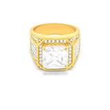 SRM-360, Stainless Steel Hit Hop Big Stone Fashion Ring-Gold or Silver Color, 17mm Square width, 7mm Thick