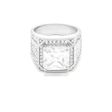 SRM-360, Stainless Steel Hit Hop Big Stone Fashion Ring-Gold or Silver Color, 17mm Square width, 7mm Thick