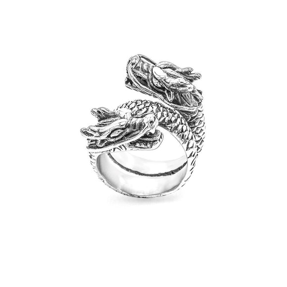 SRM-362, Stainless Steel Dragon Head Ring-silver color, 30mm X 20mm, 8mm Thick