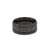SRM-414, Stainless Steel Icy Wedding Band Ring-Silver or Black -10mm width, 1.5mm thick