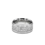 SRM-414, Stainless Steel Icy Wedding Band Ring-Silver or Black -10mm width, 1.5mm thick