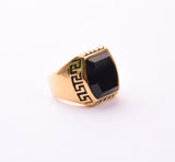SRM-78, Stainless Steel Greek Key Fashion Ring-gold or silver color